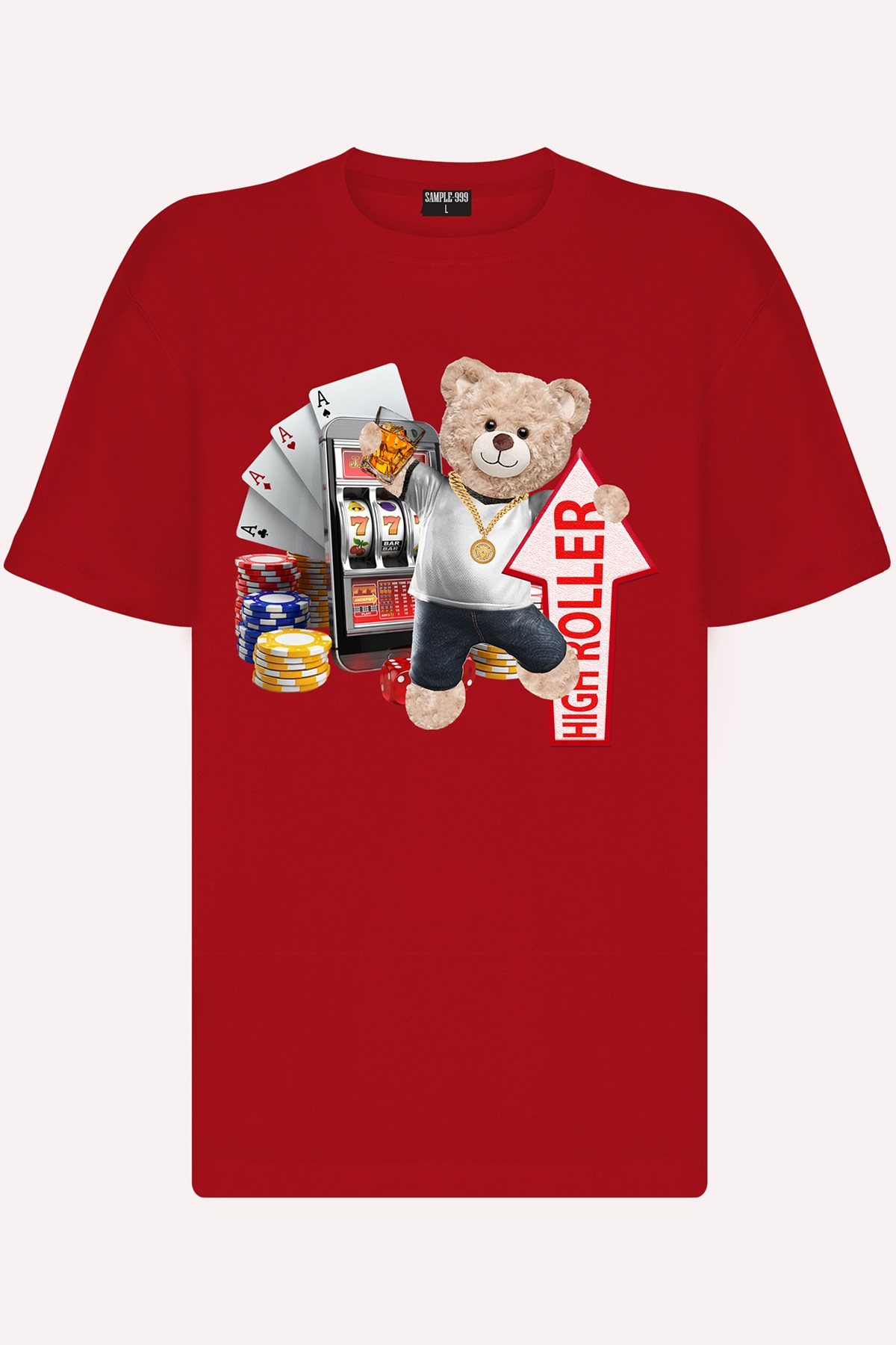 Teddy Printed Unisex Tshirt (Kırmızı)