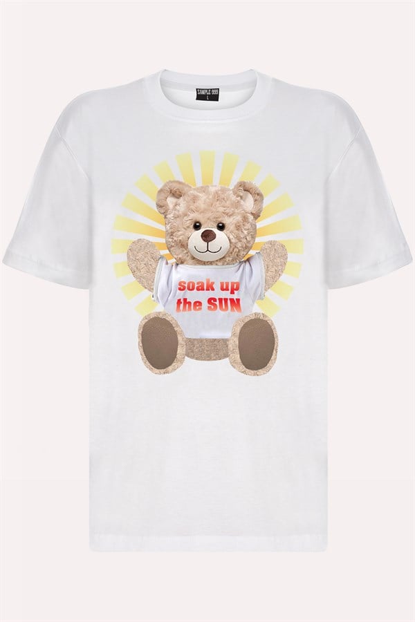 Teddy Printed Unisex Tshirt (Beyaz)
