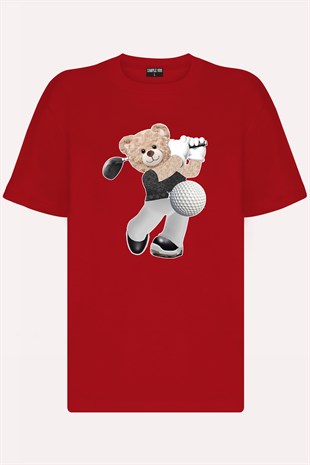 Teddy Printed Unisex Tshirt (Kırmızı)