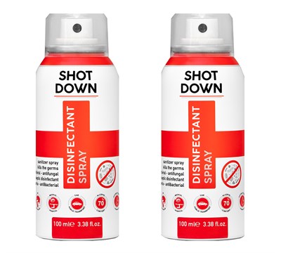 2'li ANTİBAKTERİYEL SHOT DOWN EL, ORTAM VE YÜZEY DEZENFEKTAN SPREY 100 ml