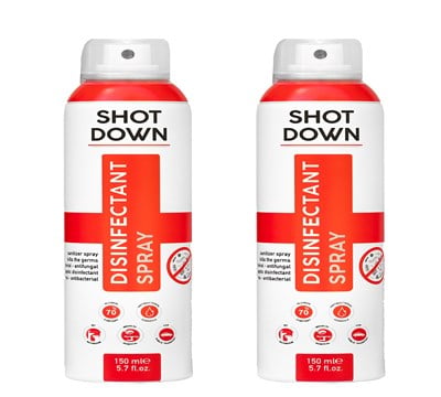 2'li ANTİBAKTERİYEL SHOT DOWN EL, ORTAM VE YÜZEY DEZENFEKTAN SPREY 150 ml