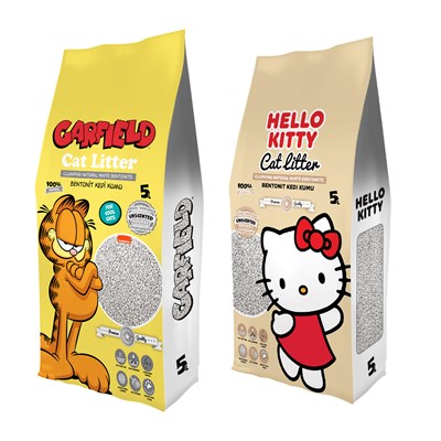 5l Naturel Doğal Kokusuz 2'li Garfield / Hello Kitty Kedi Kumu 