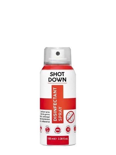 ANTİBAKTERİYEL SHOT DOWN EL, ORTAM VE YÜZEY DEZENFEKTAN SPREY 100 ml