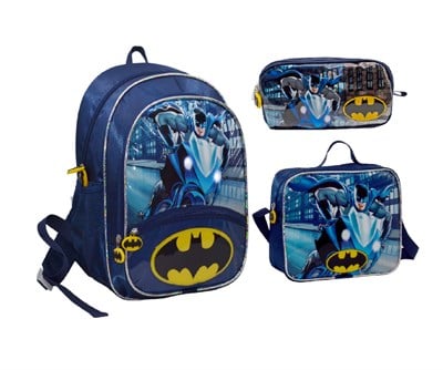 Batman-Famebag İlk ve Ortaöğretim Okul ve Günlük Sırt Beslenme ve Kalem Çantası Seti-Işıklı Far Gözü