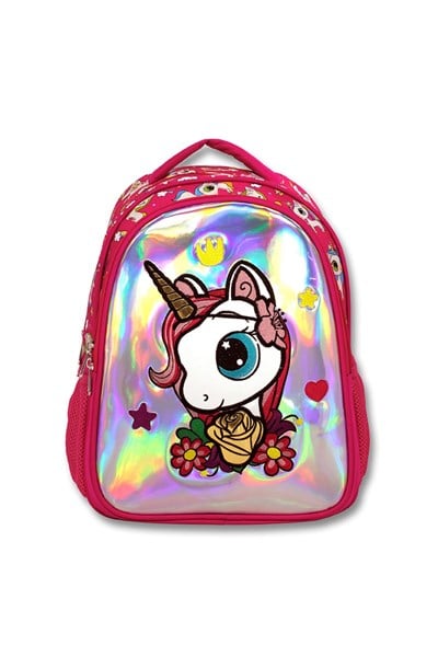 Cennec Ümit Çanta Parlak Pembe Unicorn Okul Çantası
