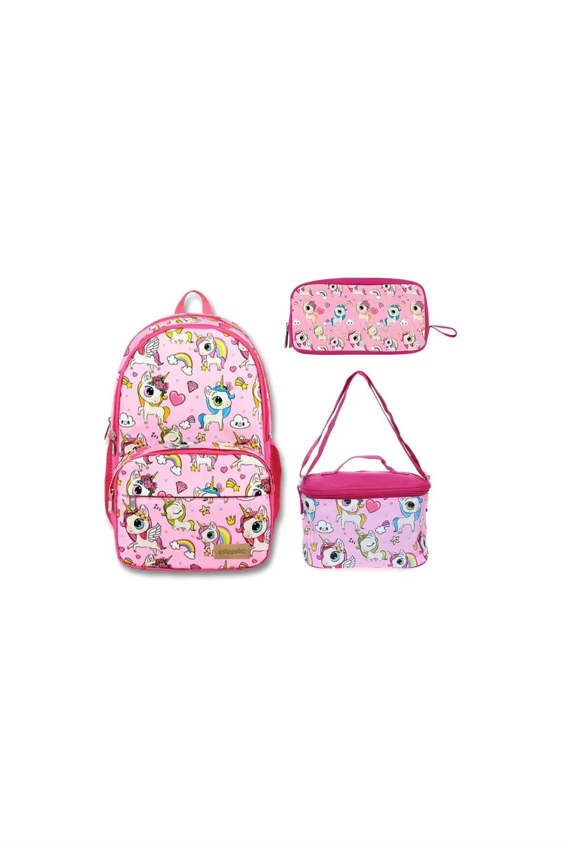 Cennec Ümit Çanta Unicorn Okul Sırt Çantası-Beslenme Çantası Ve Kalemlik Çantası set
