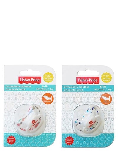 Fisher Price 18 + Aylık 2'li Klasik Desenli Silikon Emzik - Renkli