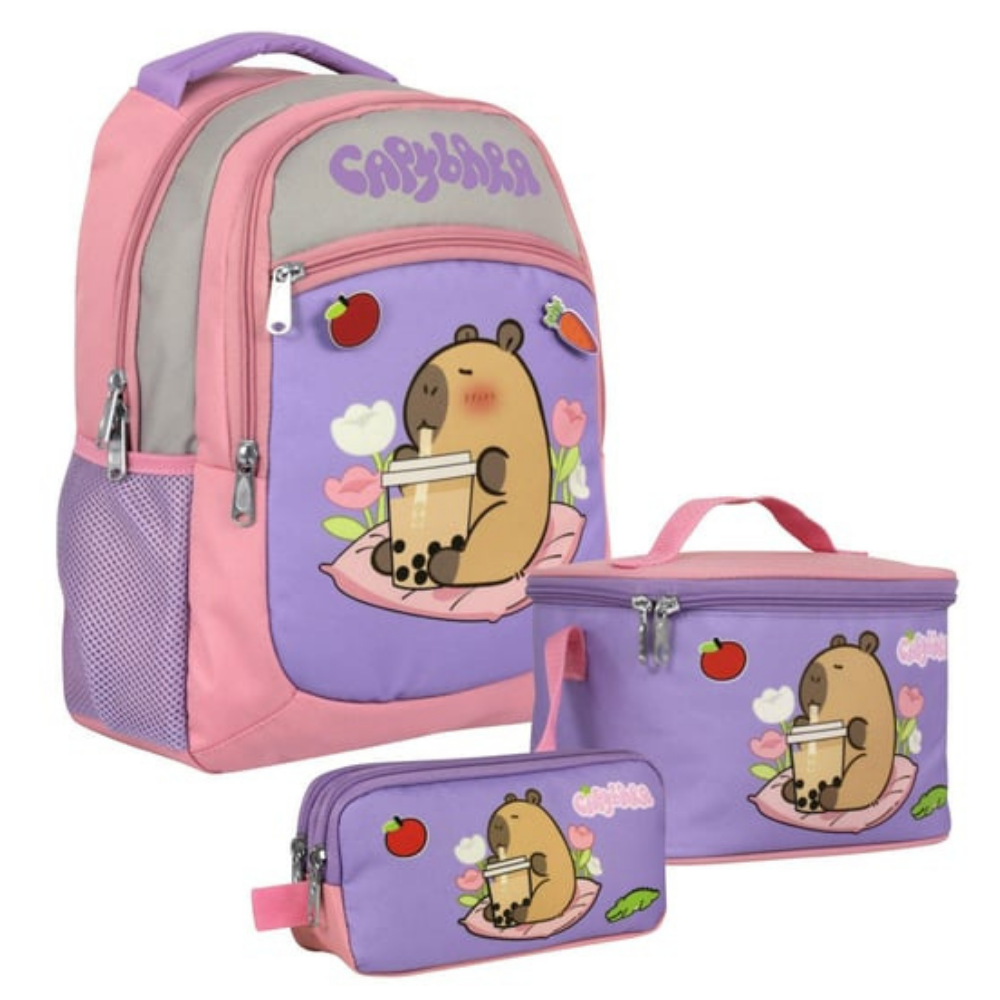 Ümit Çanta Lisanslı Capybara Sırt Çantası- Beslenme Ve Kalem Çantası Seti