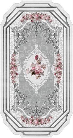 Seran`s 80x150 Çiçek Desenli Gri Kaymaz Halı