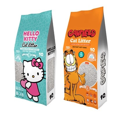 10 L Naturel Doğal Kokusuz 2'li Garfield / Hello Kitty Kedi Kumu