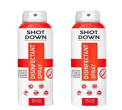 2'li ANTİBAKTERİYEL SHOT DOWN EL, ORTAM VE YÜZEY DEZENFEKTAN SPREY 150 ml