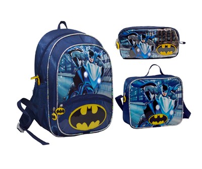 Batman-Famebag İlk ve Ortaöğretim Okul ve Günlük Sırt Beslenme ve Kalem Çantası Seti-Işıklı Far Gözü
