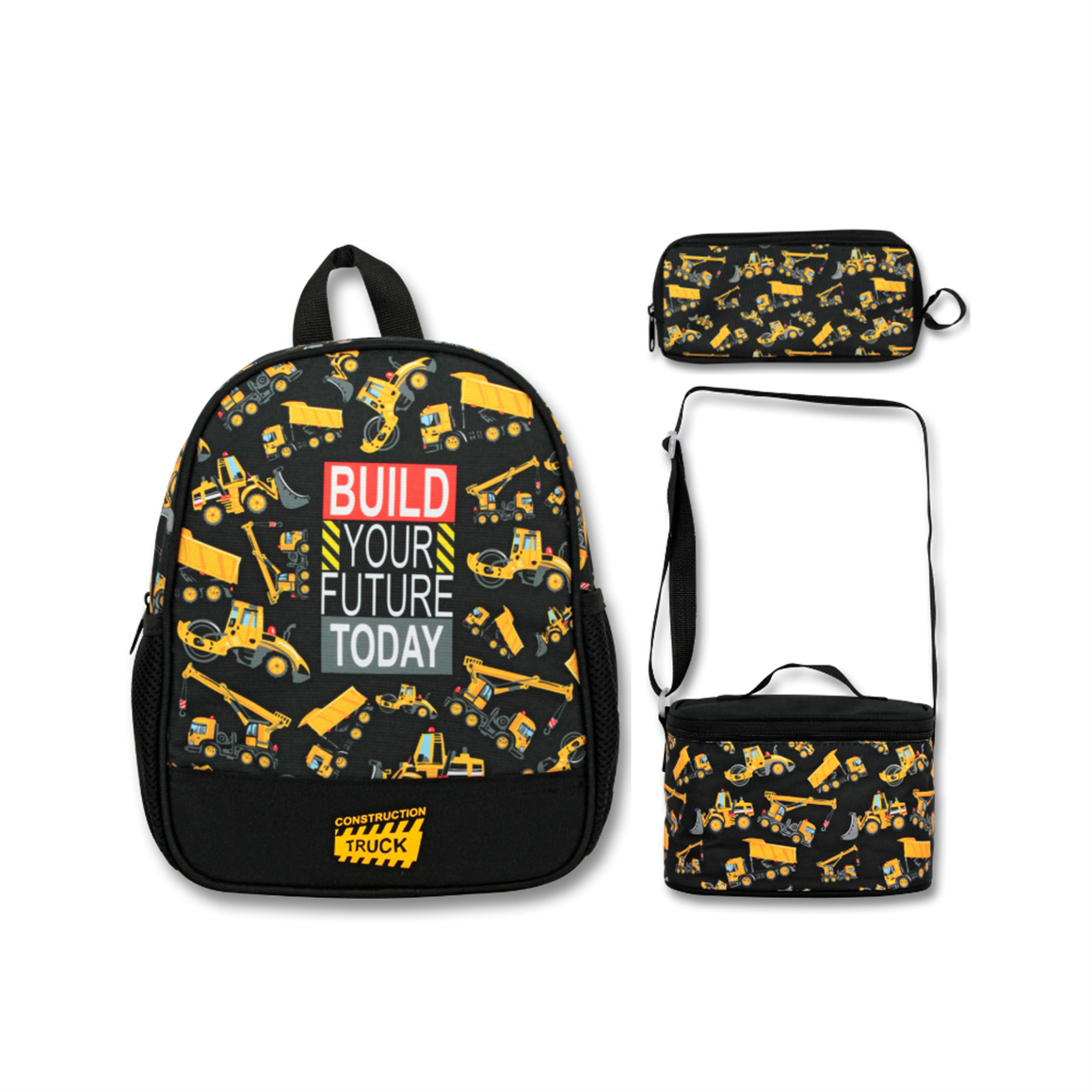 Famebag-Ümit Çanta İş Makineleri Anaokulu Çantası Beslenme Ve Kalem Çantası Seti
