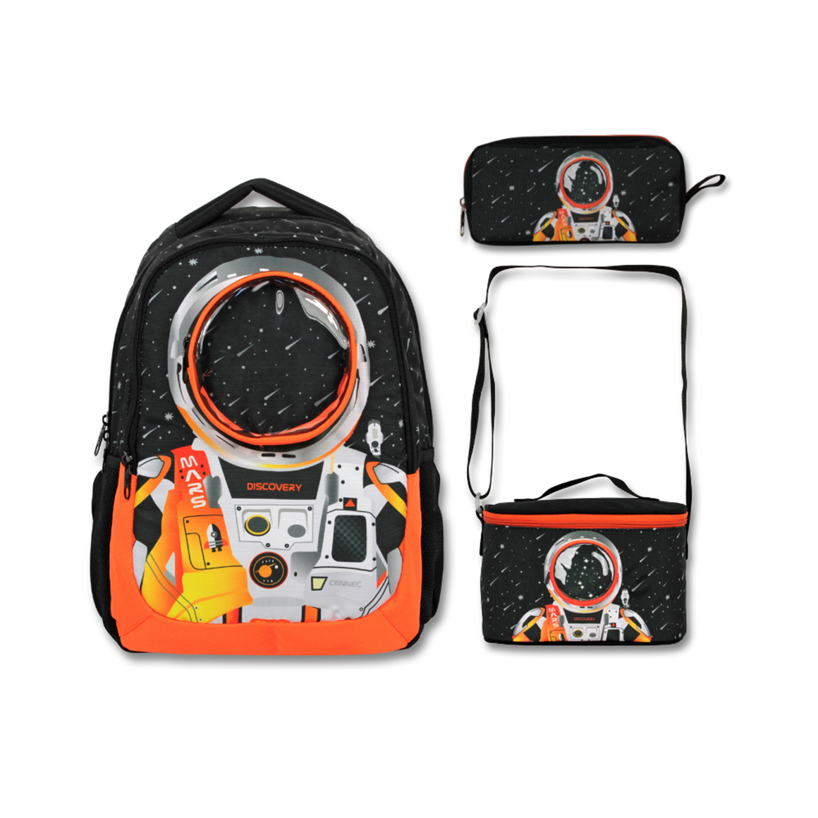 Famebag-Ümit Çanta Lisanslı Erkek Astronot Okul Sırt Çantası -Beslenme Ve Kalemlik çantası Seti