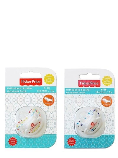 Fisher Price 18 + Aylık 2'li Klasik Desenli Silikon Emzik - Renkli