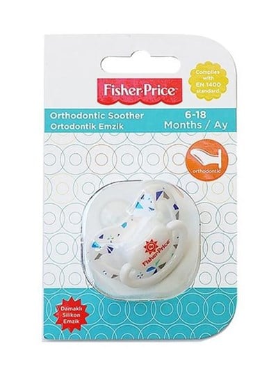 Fisher Price Klasik Desenli +18 Aylık Silikon Emzik - Mavi