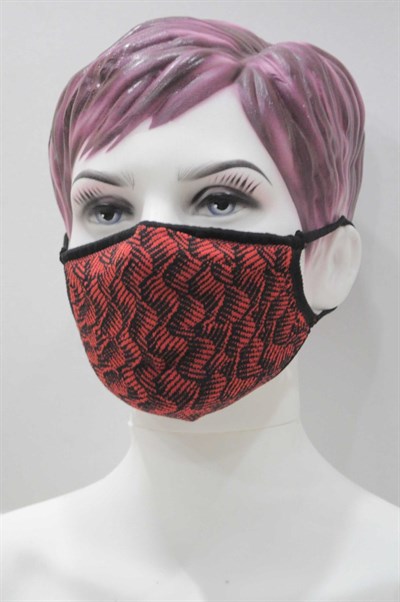 Knitmask Değiştirilebilir Filtreli Maske - Bordo Siyah