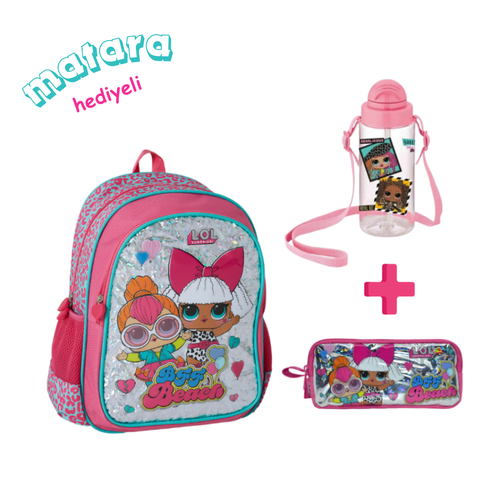 Lol İlk Ve Orta Öğretim okul Çantası Ve Kalem Çantası-Matara Hediyeli