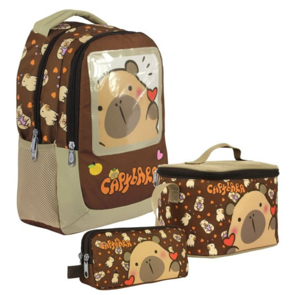 Ümit Çanta Lisanslı Capybara Sırt Çantası- Beslenme Ve Kalem Çantası Seti
