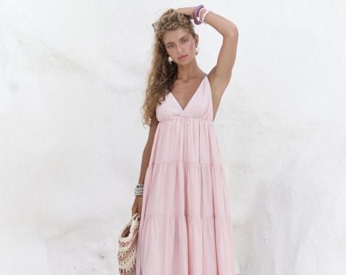 Pembe Askılı Elbise