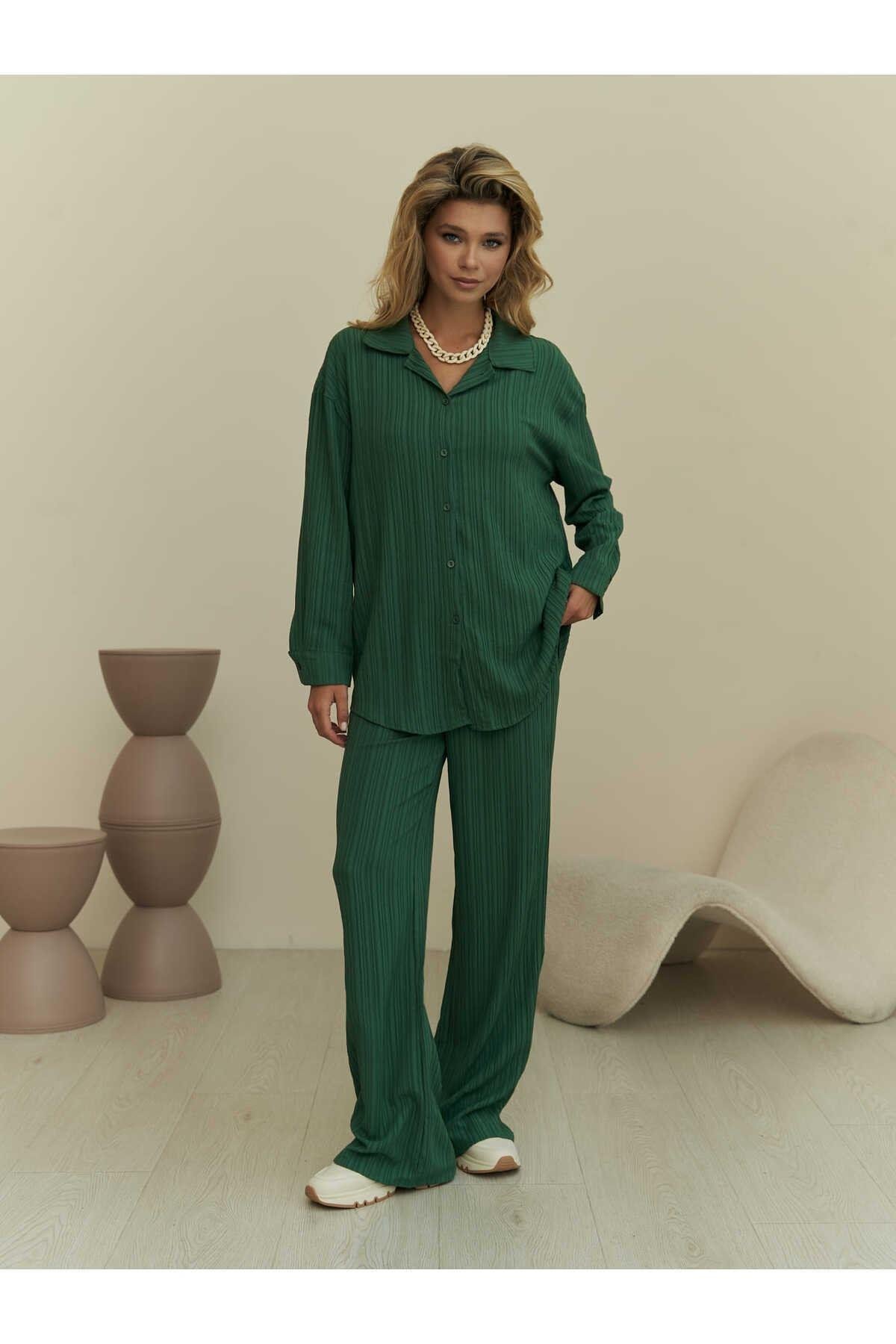 London Yeşil Gömlek-pantolon Takım Mai Studios