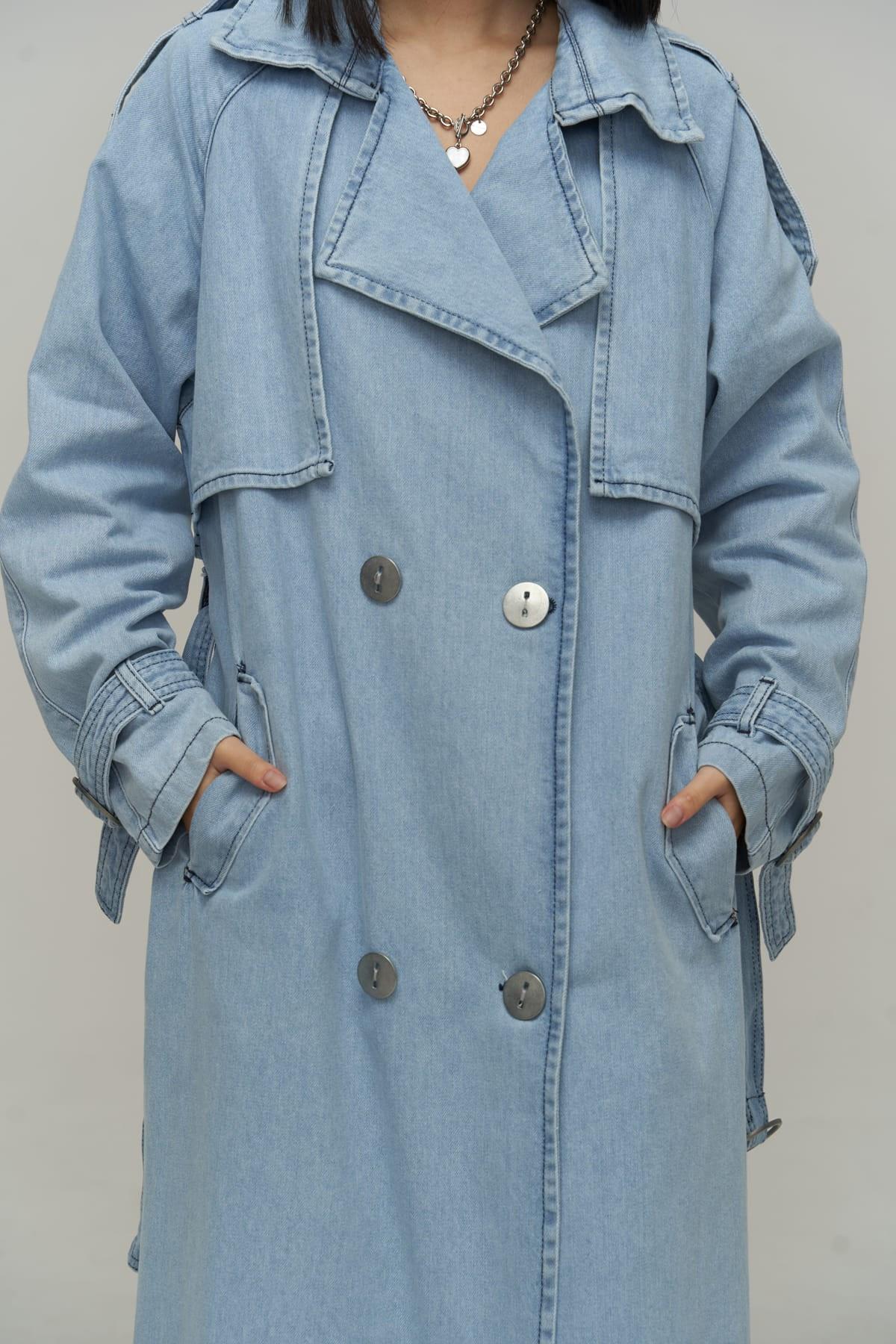 Mai Collection Garment Buz Mavi Jean Trençkot
