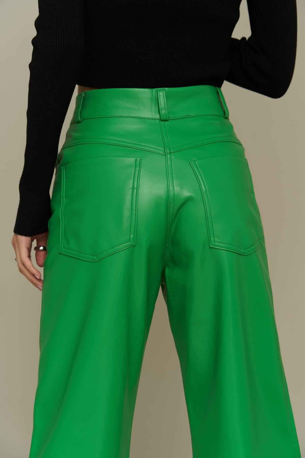 Mai Collection Scott Yeşil Deri Pantolon