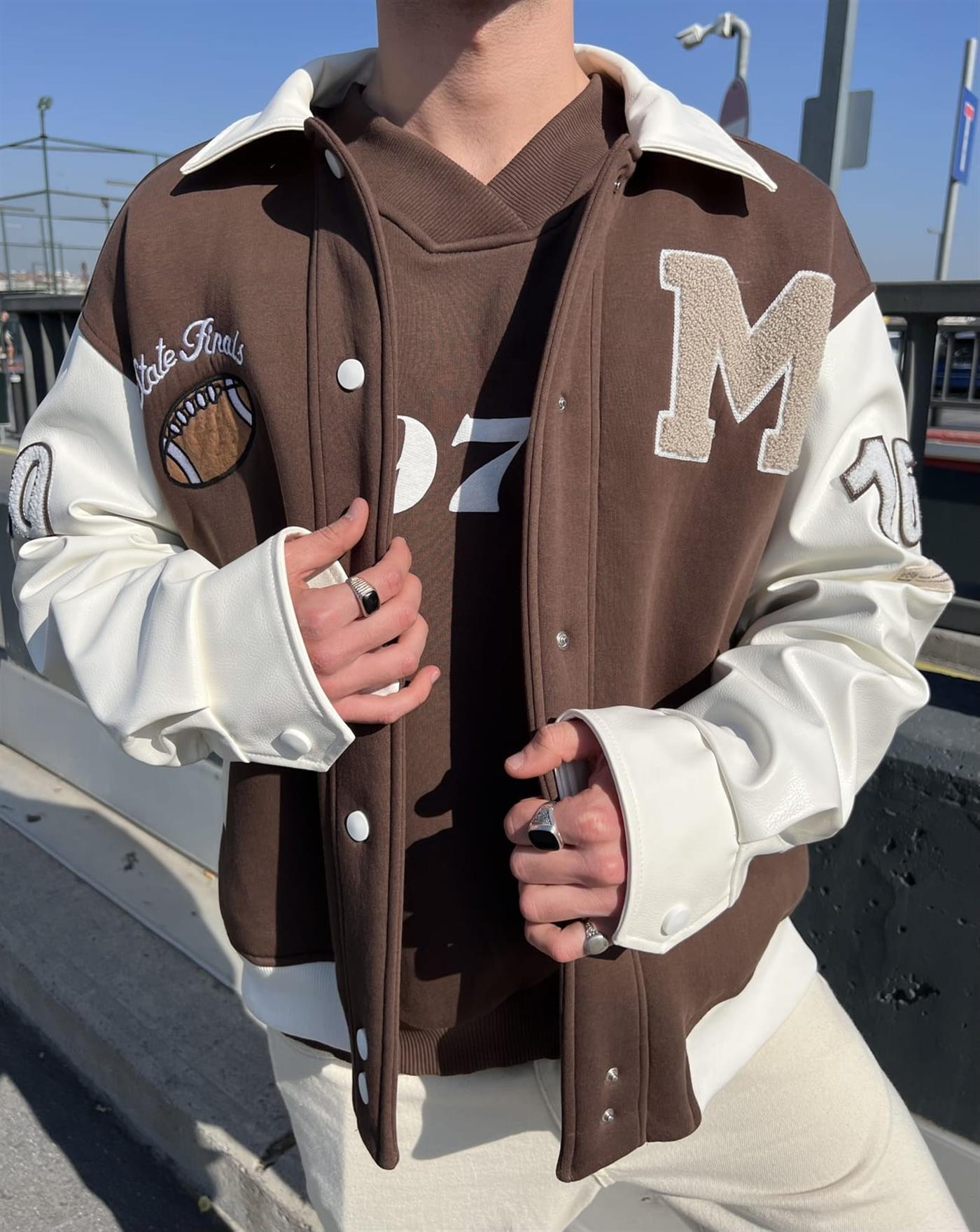 Mai Collection State Brown Varsity Jacket