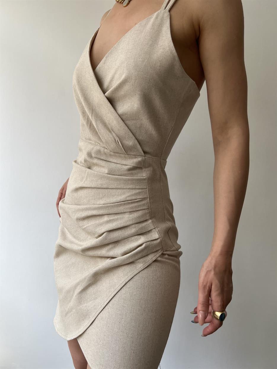 Mai Iris Natural Linen Dress
