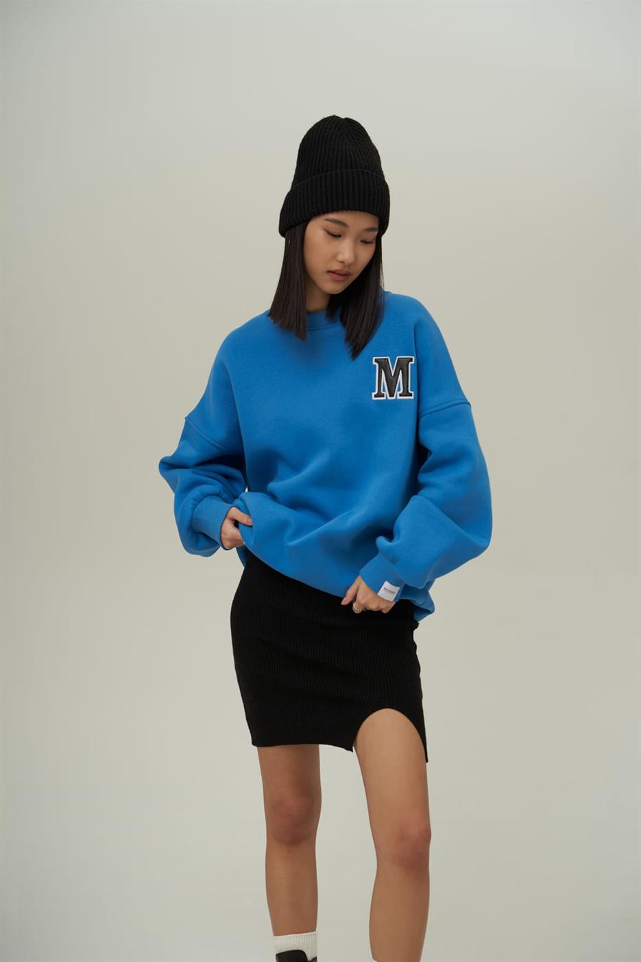 Mai Collection Venera Blue Oversize Sweatshirt