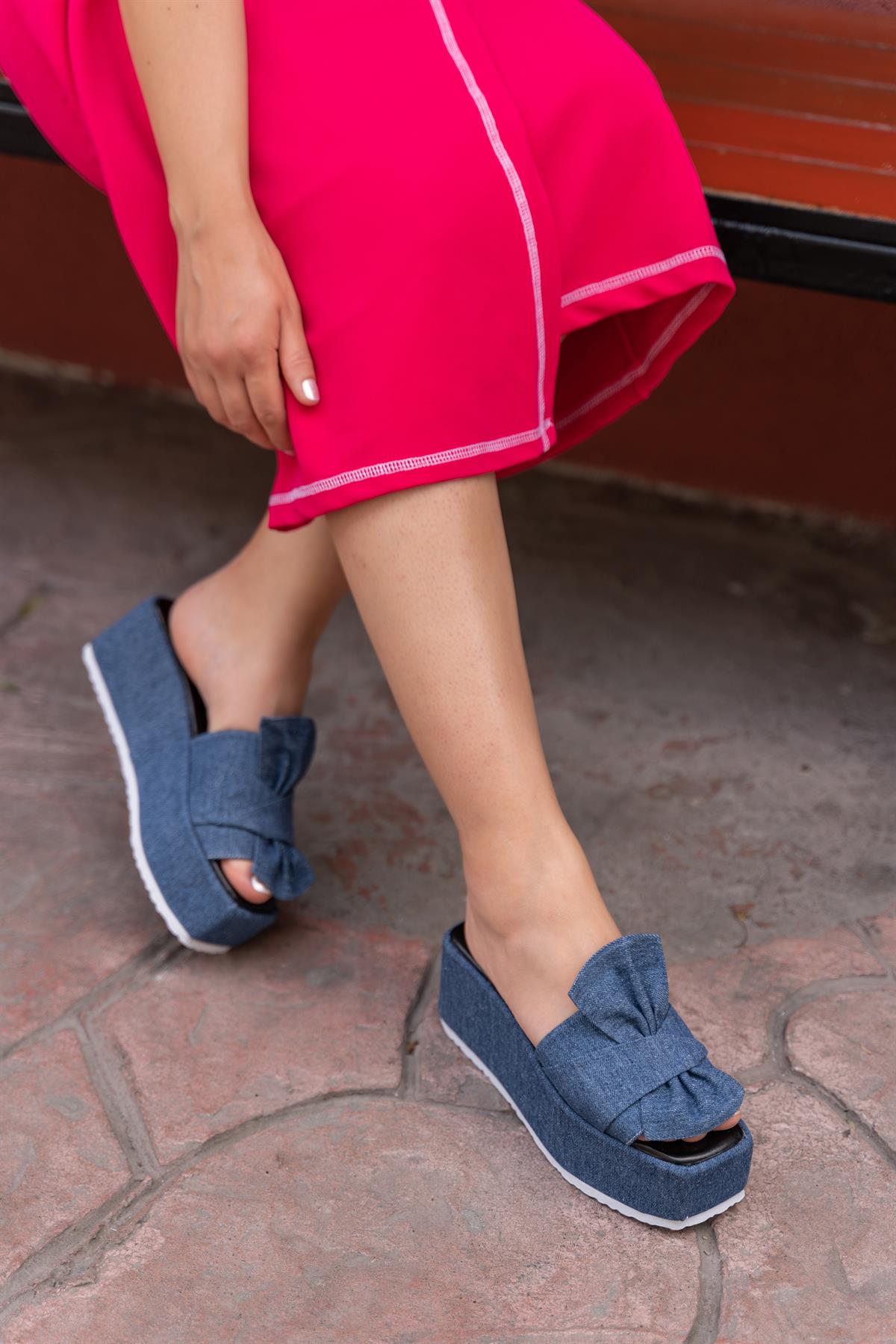 Stella Dolgu Taban Terlik Denim