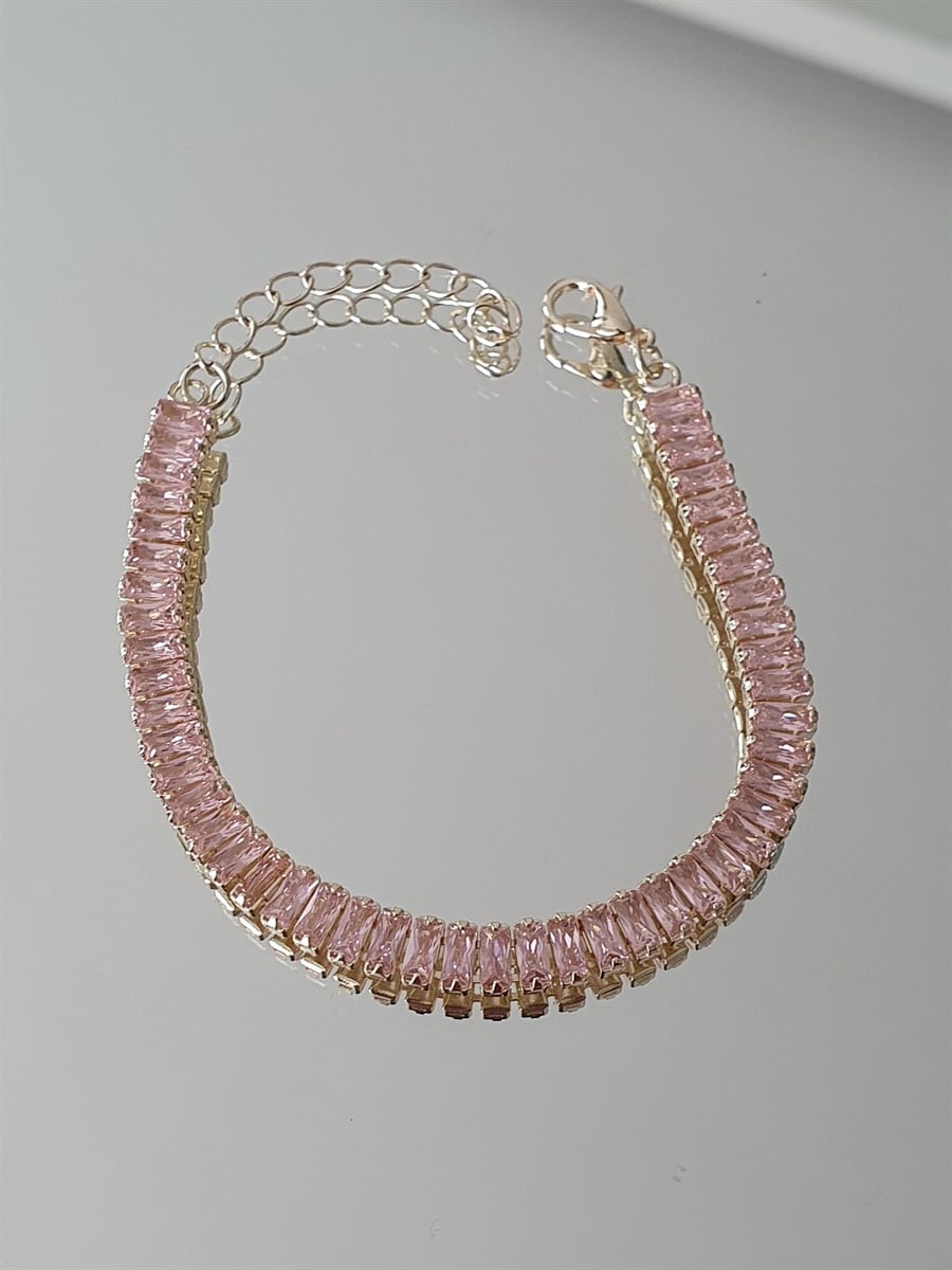 Pembe Baget Taşlı Bileklik