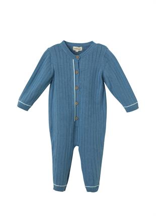 İndigo Organik Pamuk Fitilli Bebek Tulum