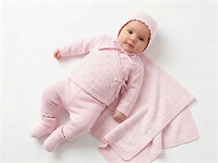 Kız Bebek Organik Pamuk Triko Pembe Yeni Doğan Seti