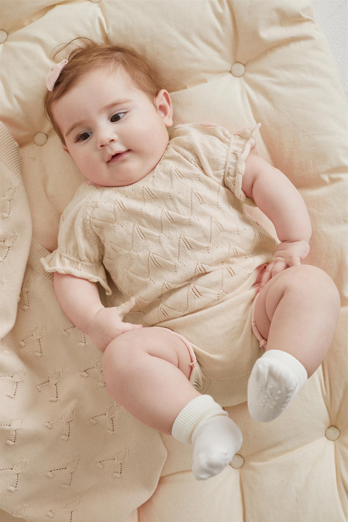 Bej Bebek Organik Gipeli Ajurlu Takım