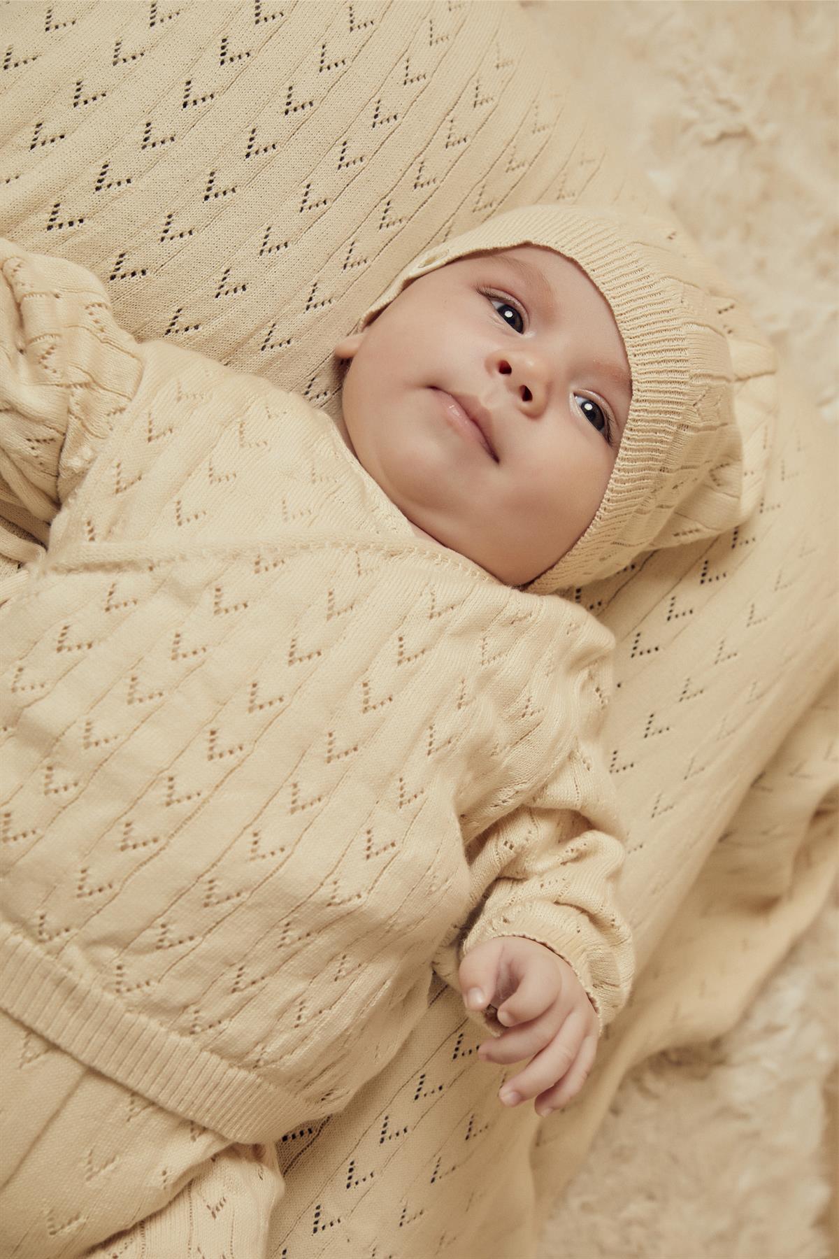 Bej Organik Pamuk Bebek Hastane Çıkış Seti