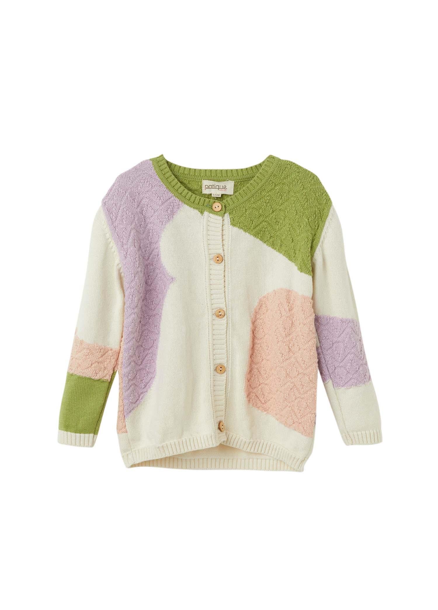 Ekru Organik Pamuk Patchwork Hırka