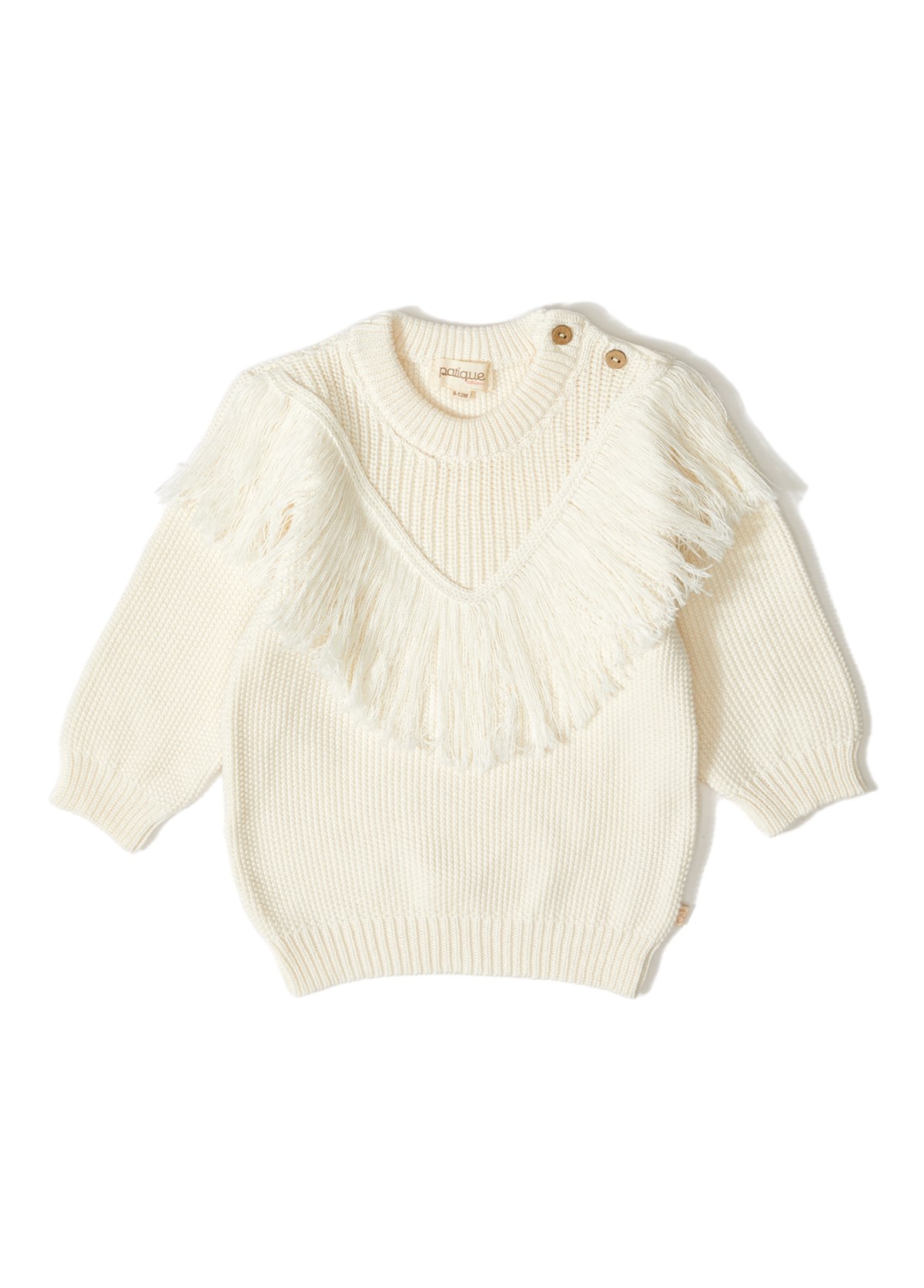 Ecru Organic Cotton Baby Sweater with Tassel