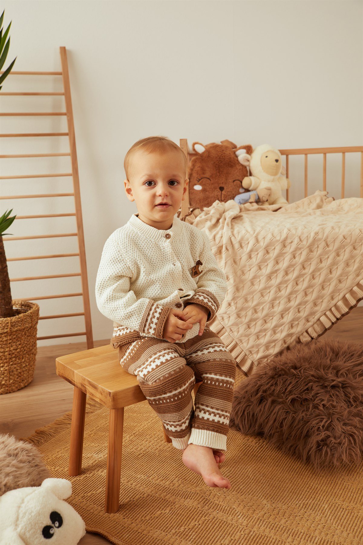 Ekru Triko Örme İkili Takım