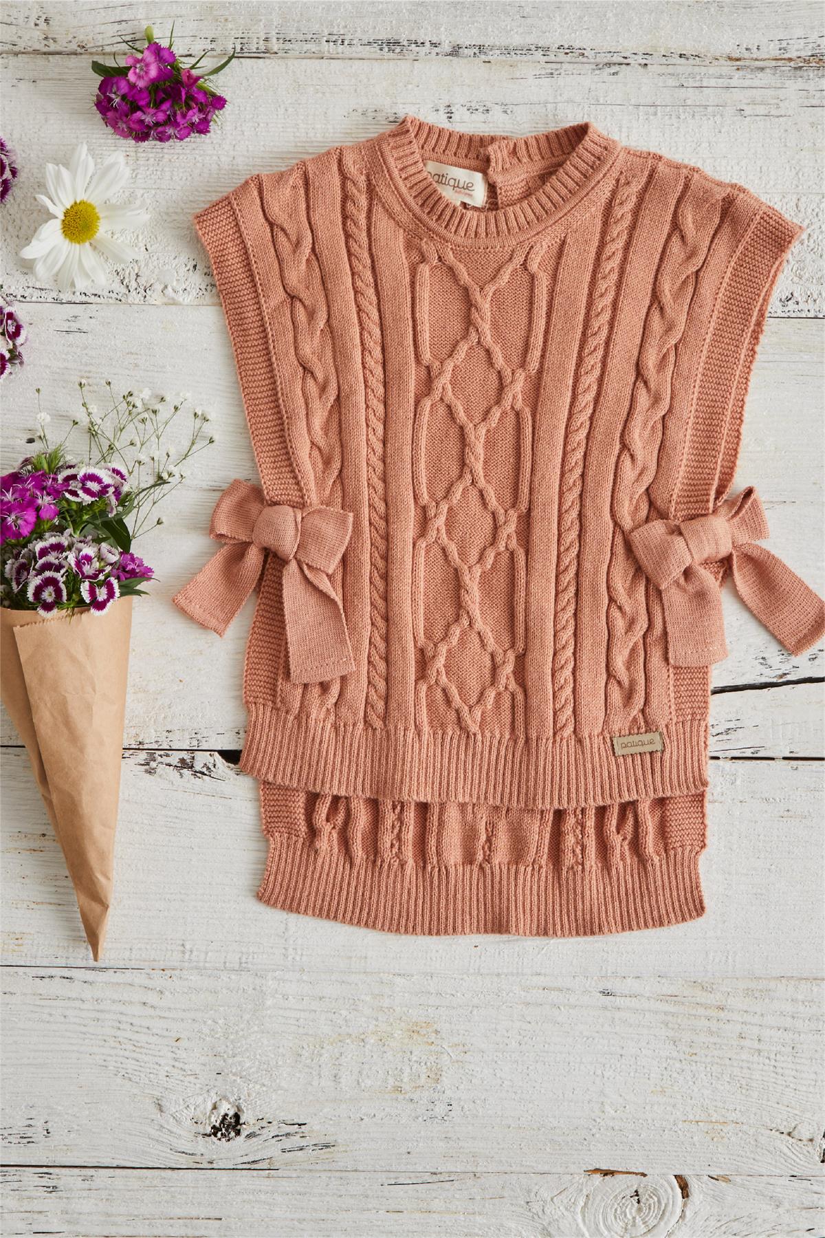 Gül Kurusu Organik Pamuk Kolsuz Bebek Pelerin