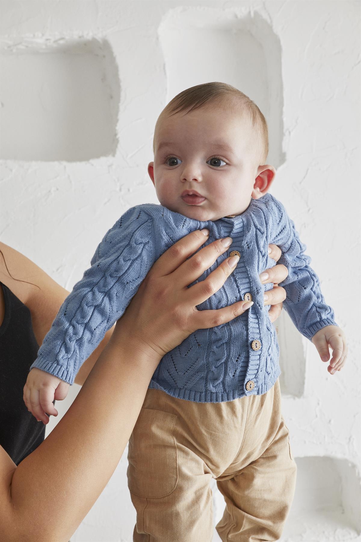 İndigo Bebek Ajurlu Organik Pamuk Hırka