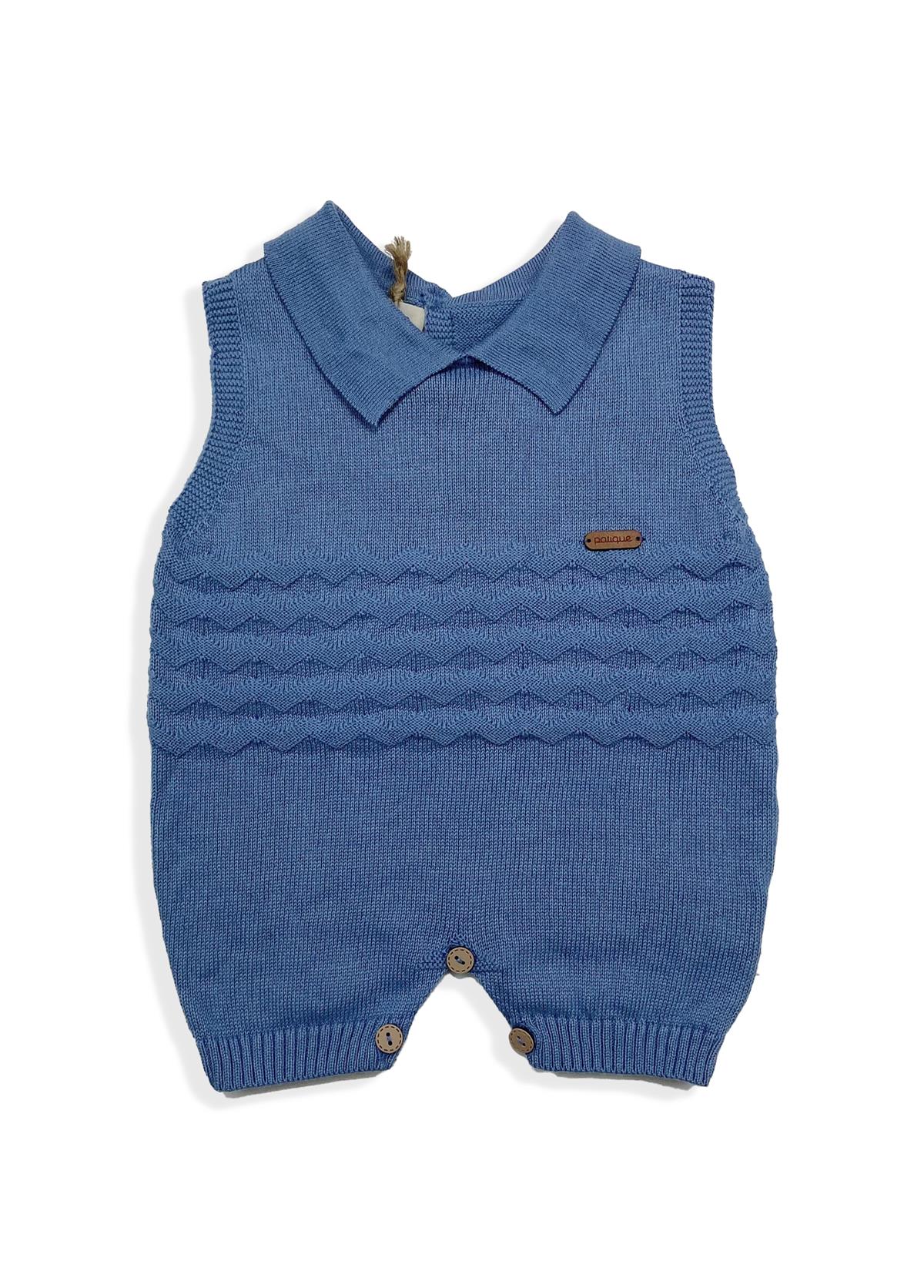 İndigo Erkek Bebek Organik Pamuk  Zikzaklı Şort Erkek Tulum