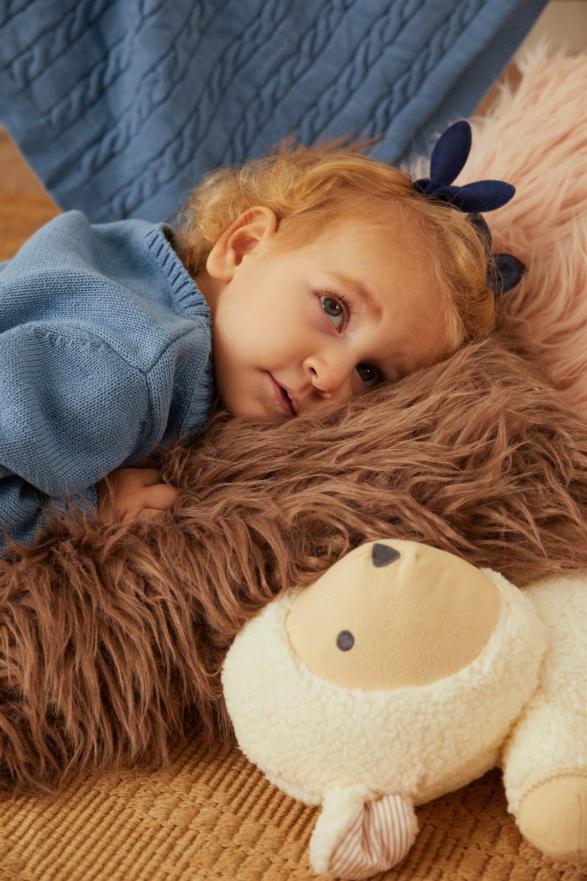 İndigo Kedi Desenli Triko Organik Pamuk Unisex Çocuk İkili Takım