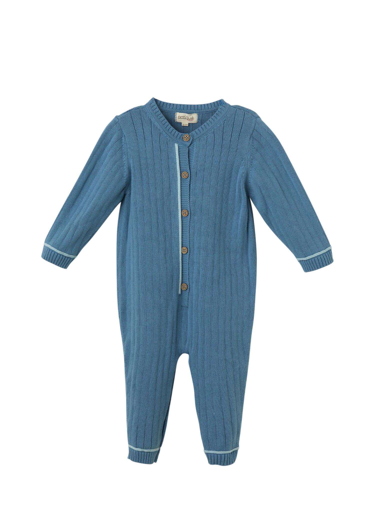 İndigo Organik Pamuk Fitilli Bebek Tulum