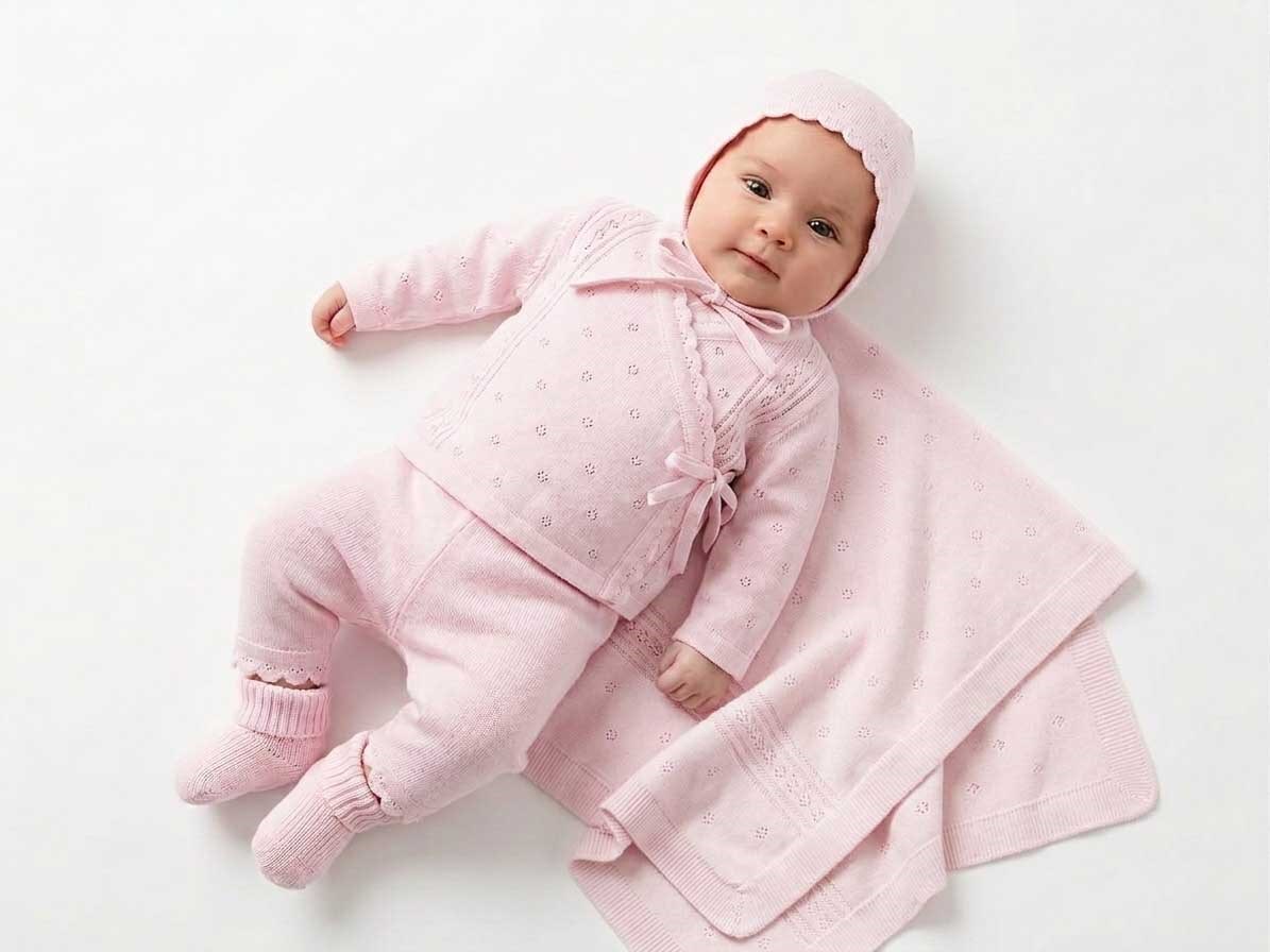 Kız Bebek Organik Pamuk Triko Pembe Yeni Doğan Seti