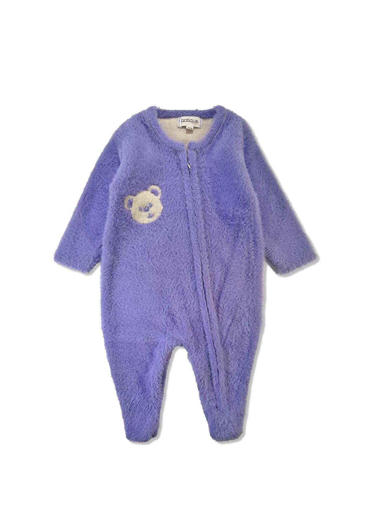 Lila Organik Pamuk Ayıcıklı Bebek Tulum