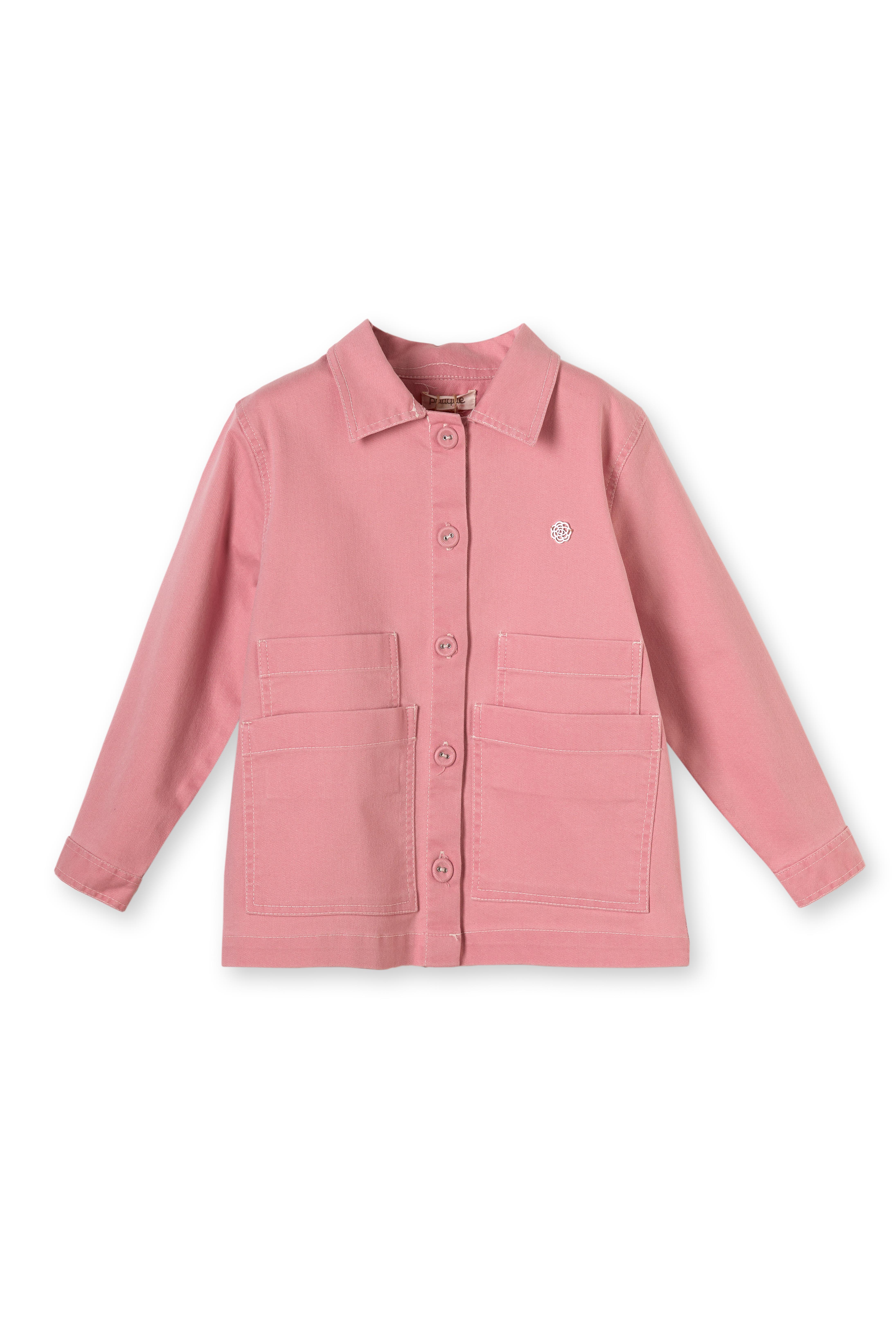 Pembe Denim Pamuklu Kız Çocuk Ceket