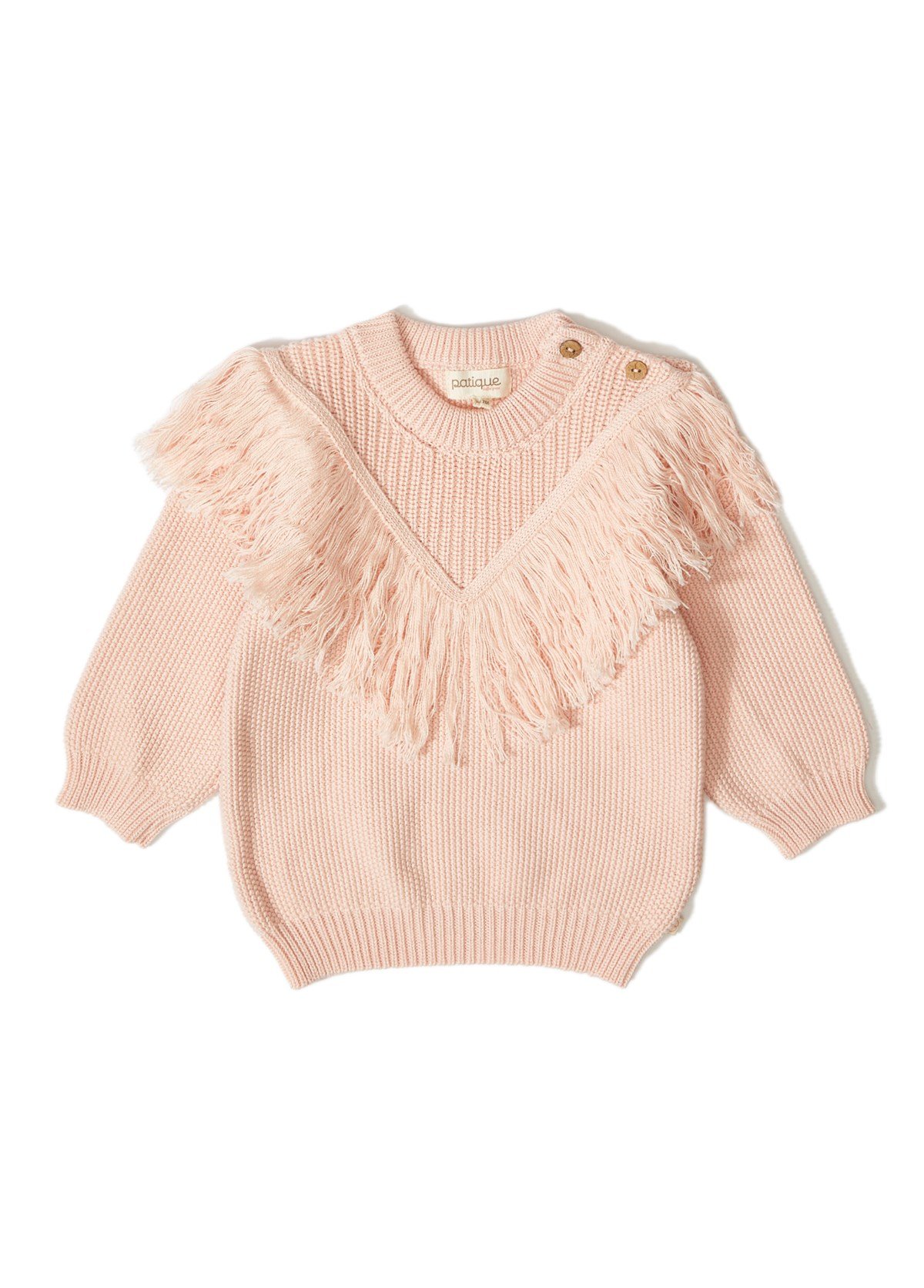 Pink Organic Cotton Baby Sweater with Tassel
