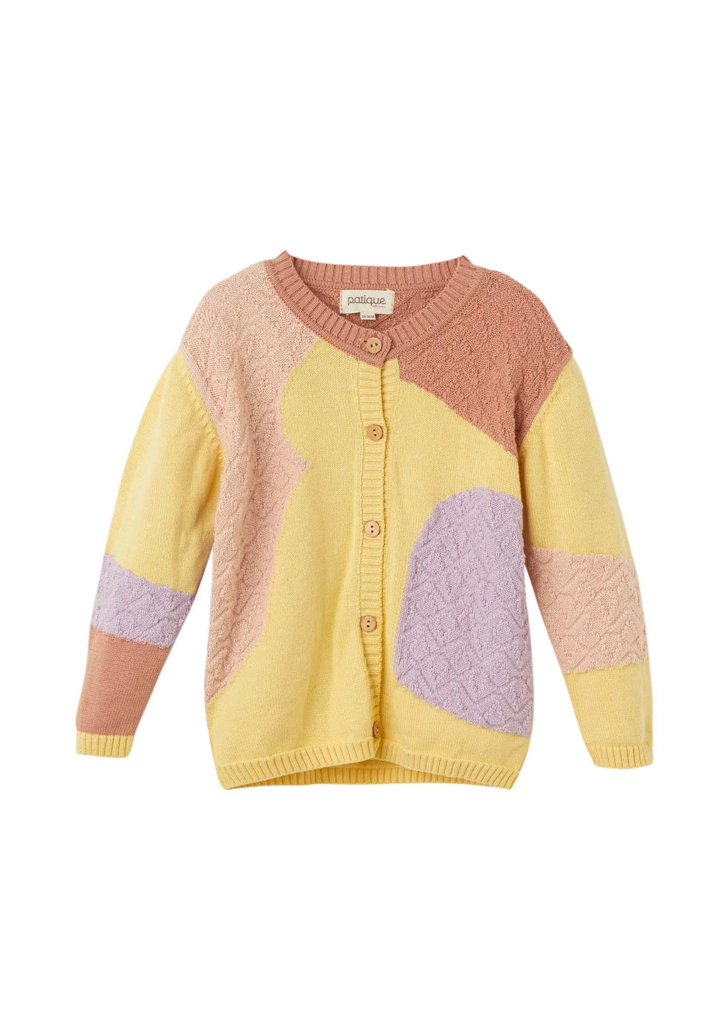 Sarı Organik Pamuk Patchwork Hırka