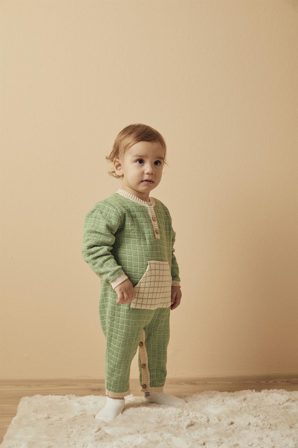 Yeşil Organik Pamuk Bebek Tulum